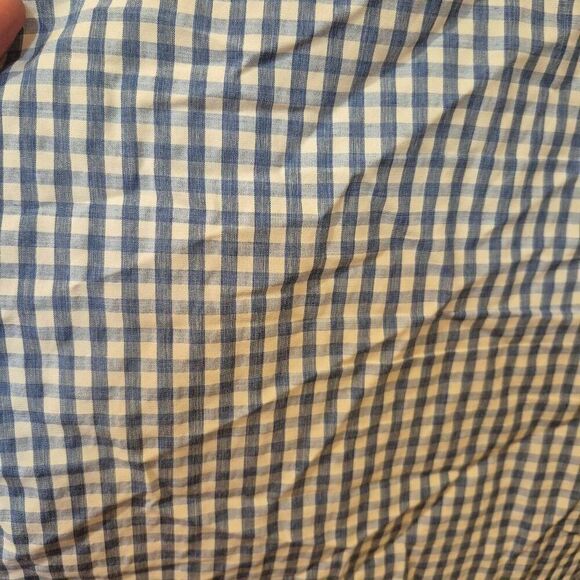 Eddie Bauer Men's Dusty Blue & White Mini Gingham Check Button Down Short Sleeve - Picture 9 of 11
